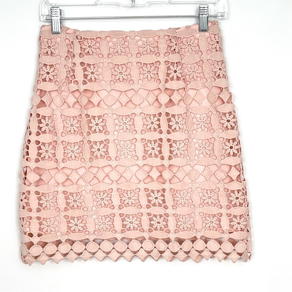 Sandro Lonely Guipure Lace Mini Skirt Pastel Pink sz 1 US SMALL - Picture 6 of 12